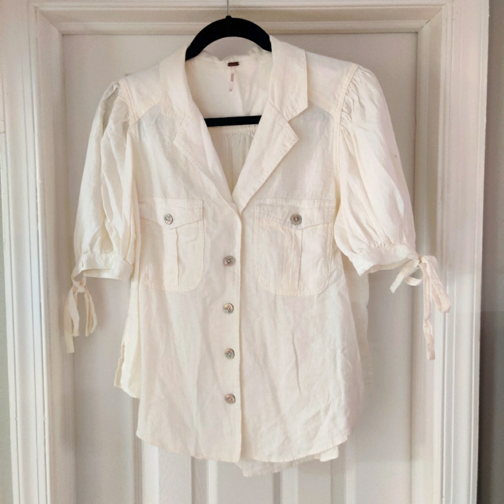 FreePeople white button down blouse